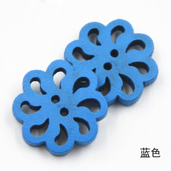 
                                        迈利达  木头彩色旋转花瓣木头钮扣　童装装饰品手工制品纽扣 20mm 蓝色2粒                