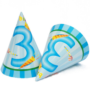 孩派HighParty生日派对用品//生日帽子//生日装扮//三岁男孩圆锥帽1个