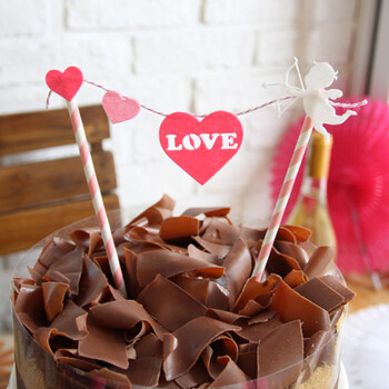 
                                                            孩派 儿童生日派对蛋糕装扮LOVE 爱心 米奇头小彩旗 装饰蛋糕小插旗 生日帽插牌紫色                