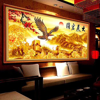 
                                        全贴尖顶魔方圆钻石绣大展宏图钻石画 5d满钻客厅贴钻画十字绣 120*55  厘米尖顶魔方圆钻 满钻                