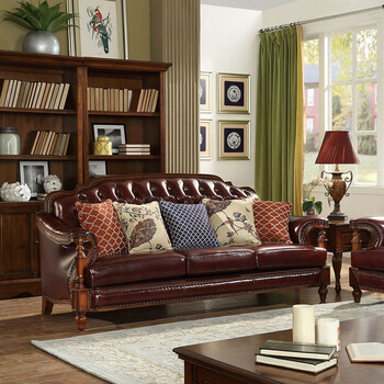 皮沙发组合皮艺沙发客厅家具 预留定金(付完尾