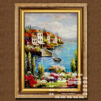 添画 纯手绘风景油画 客厅挂画玄关画欧式风景画 A2 40*60CM