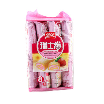 【8袋装】盼盼 瑞士卷 草莓味 200gx8盒装
