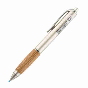 日本进口文具 三菱MITSUBISHI UNI 百年橡木签字笔/圆珠笔/中性笔 按动水性笔 0.5mm 自然木杆黑色考试专用
