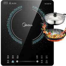 双重优惠：129元包邮  美的（Midea）C21-WH2106黑晶面板  电磁炉 （标配汤锅+炒锅）