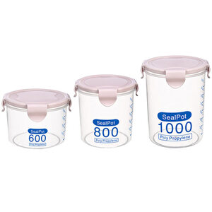 10.9元包邮 居家迷 透明塑料密封罐 三件套 600ml+800ml+1000ml