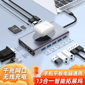 179元包邮  WJOY 十三合一 type-c拓展坞扩展坞（千兆网口、HDMI、PD、USB3.0）