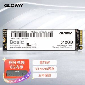 0点： 319元包邮  光威 Basic M.2 NVMe 固态硬盘 512GB