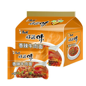 6.9元  康师傅 方便面（KSF） 好滋味 香辣牛肉   五连包（可2件8.5折）