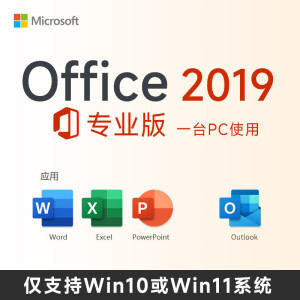 199元 微软（Microsoft）一次付费 微软office2019专业版（兼容w11)