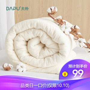 0点：99元包邮   大朴（DAPU）  纯新疆棉花被 春秋被子  4斤