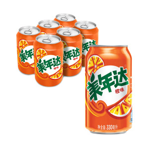 华南：9.9元 美年达 橙味 碳酸饮料 330ml*6听