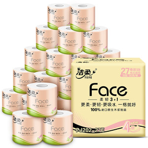149.28元包邮 C&S 洁柔 粉Face 卷纸 4层*130g*27卷 *4件