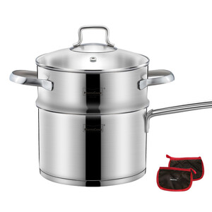 238.3元包邮  Momscook MT18STD 不锈钢蒸锅套装 18cm *3件