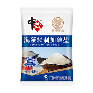 6.25元  中盐 食用盐 海藻精制加碘盐 400g*5