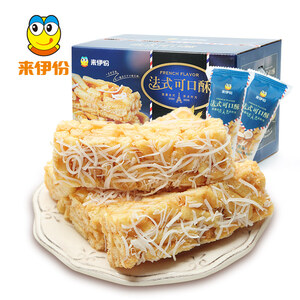 49元 来伊份 肩扛大零食 沙琪玛 奶芙条 椰丝味法式可口酥 1000g/箱 *2件