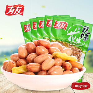 16.9元包邮 有友 泡椒花生 100g *5件