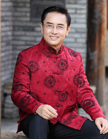 醉幽中老年男装唐装男加绒加厚冬季过年礼服中老年中式外套爷爷棉衣