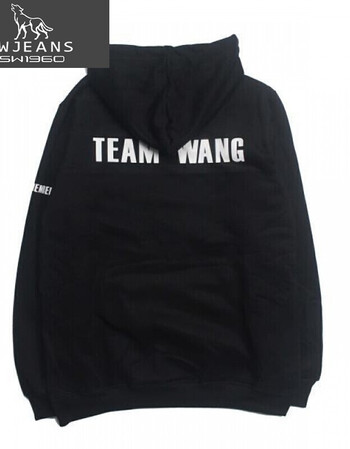 七匹狼旗下潮牌联名王嘉尔got周边teamwang连帽卫衣春秋黑色加绒l