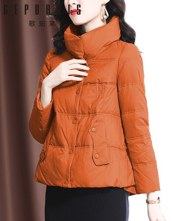 歌珀莱品牌女装羽绒服女短款2021秋冬新款反季时尚立领气质小个子轻薄