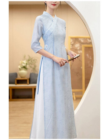 茶服女秋冬款茶艺师服装女艺师奥黛改良旗袍2021年唐装连衣裙夏中国风