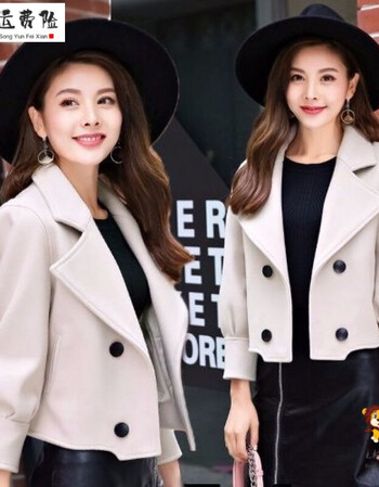 lkzk短款毛呢外套女秋冬季新款韩版小个子修身女装上衣百搭夹克sn5220