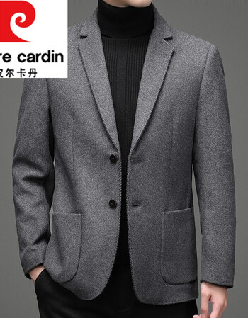 品牌 毛呢西服男秋冬季商务休闲中年男士羊毛妮子单件西装外套针织
