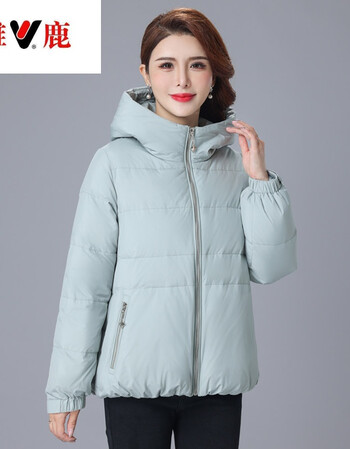 雅鹿轻奢高档女装冬季新品中年女士纯色短款羽绒服休闲连帽冬天保暖