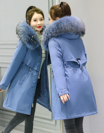 60棉服女加绒加厚派克服女中长款大衣冬装棉服2021年棉衣外套棉袄
