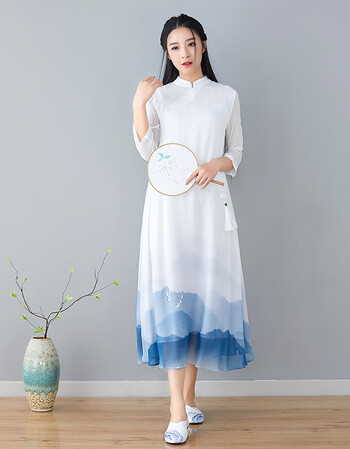 佛笑缘春夏复古中国风女装改良旗袍少女民族风禅意仙气茶服连衣裙