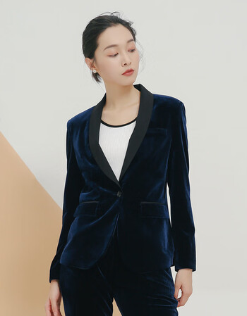 jd【旗舰店】金丝绒套装秋装新款天鹅绒西服裤子修身时尚韩版小西装