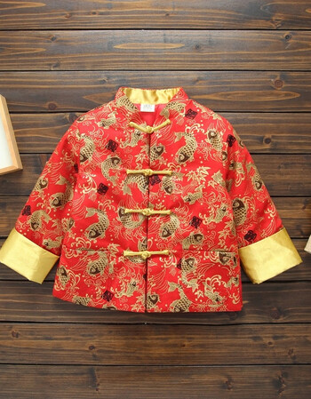 儿童唐装冬宝宝抓周新年服装男童中国风过年喜庆棉袄外套演出礼服