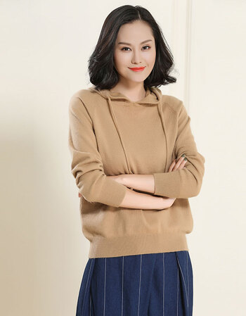 2017秋冬新款羊绒衫女大码宽松针织衫帽衫带帽纯羊绒毛衣外套加厚