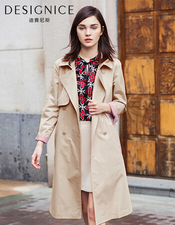 迪赛尼斯女装2018春装新款长袖风衣女中长款