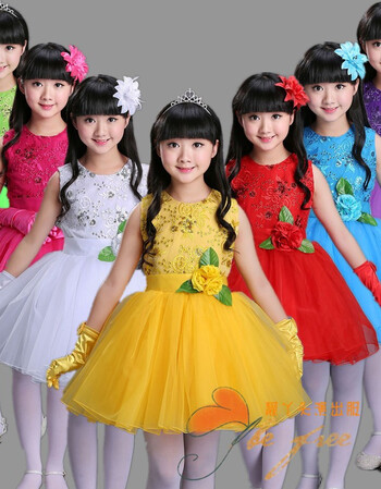 六一儿童演出服女童公主蓬蓬裙小学生舞蹈纱裙表演服幼儿园跳舞衣时尚