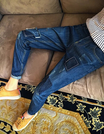 0季新款男士破洞牛仔裤男补丁贴布韩版小脚裤青少年潮流裤子 图色 33