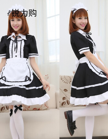 新品女装夏女仆装动漫cosplay服装大码女黑白可爱咖啡餐厅女佣制服