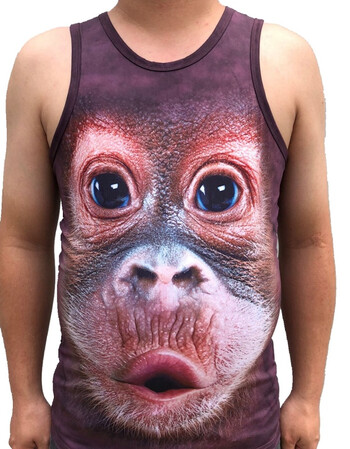珂樊图抖音同款搞笑大猩猩背心男夏季个性3d动物猴子短t恤大码衣服