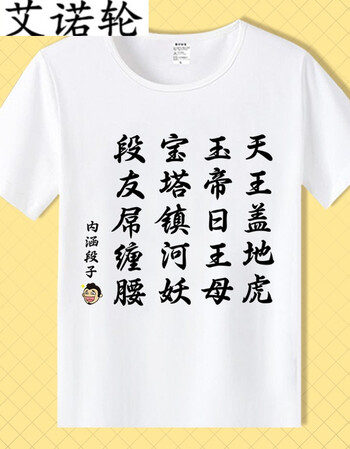 艾诺轮内涵段子t恤 短袖男女情侣恶搞笑表情包带文字暴走漫画衣服 白