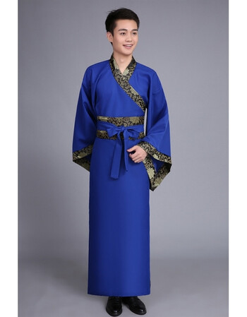 男书生古装 汉服宁采臣公孙策 许仙孔子道士秀才年会演出服装cmz 蓝色
