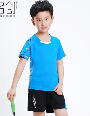 儿童羽毛球服套装男童女童短袖夏速干小学生乒乓球服网球服运动服 翠