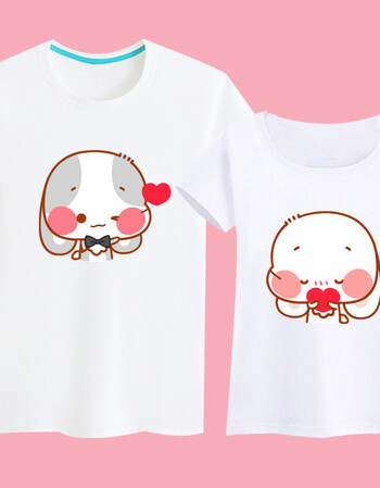 表情包t恤男微信表情包奶萌兔男女情侣装短袖半袖t恤衣服韩版宽松百搭