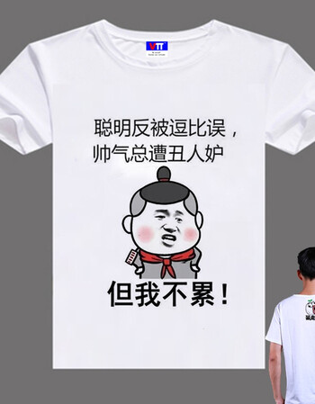 双面豹抖音暴走衣服恶搞笑带文字t恤男短袖表情包t恤班服夏 咖啡色 丑