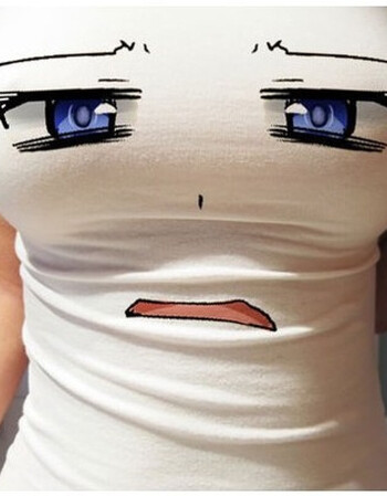 动漫卡通搞笑表情身紧身立体大胸妹子大眼睛短袖t恤女ds 哭泣眼 棉质