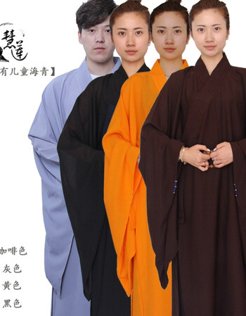 佛教用品海青居士服男女款麻纱儿童小孩海清衣服袈裟大褂夏季h 灰色