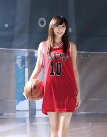 女生数字球衣女夏宽松中长款bf风运动休闲篮球服t恤背心裙 10号红色 m