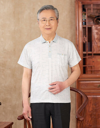 爸爸夏天短袖t恤50-60岁70中老年人男装上衣老头衣服爷爷体恤汗衫