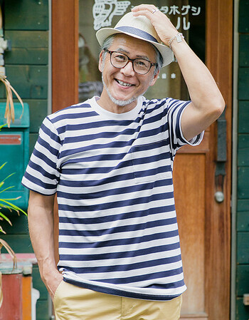 爸爸夏装t恤短袖条纹中年男40-50岁夏季老人衣服中老年减龄海魂衫 蓝