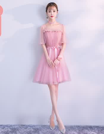 伴娘礼服短款2018新款韩版夏灰色伴娘服姐妹裙毕业小礼服晚礼服女 166