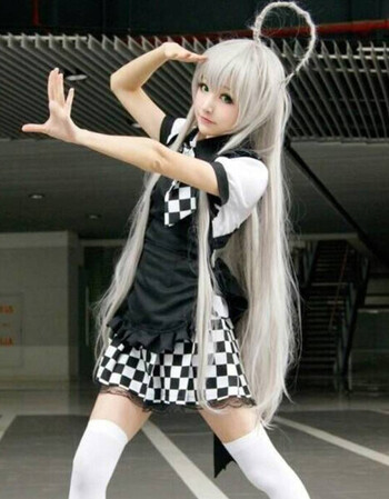 皙秀cosplay潜行吧!奈亚子黑白格子女仆装万圣节服装动漫 服装 袜子 s